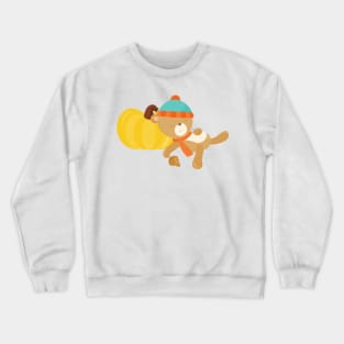 Autumn Bear, Cute Bear, Sleeping Bear, Pumpkin Crewneck Sweatshirt